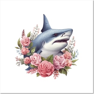 Pink Christmas Shark Posters and Art